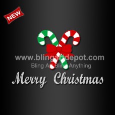 Merry Christmas Candy Cane HTV Transfer Hotfix Design for Decorating Clothes